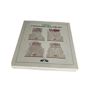 Vintage 4 Longaberger Commemorative Santa Collection Pewter Ornaments